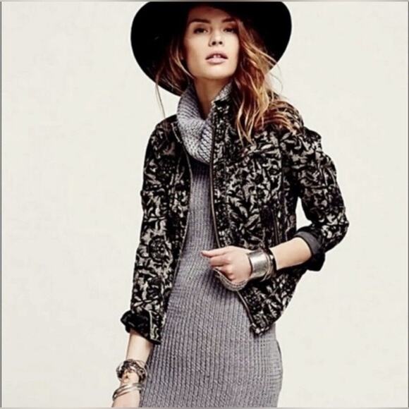 Free People Follow the Flock Moto Jacket Size 4 - Picture 2 of 9